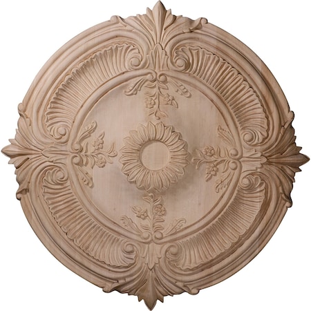 Ekena Millwork Carved Acanthus Leaf Wood Ceiling Medallion, Red Oak (Fits Canopies up to 2"), 16"OD x 1 1/8"P CMW16ACRO